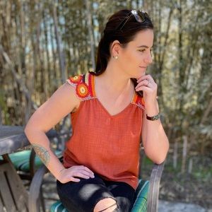 Sleeveless Rust Top